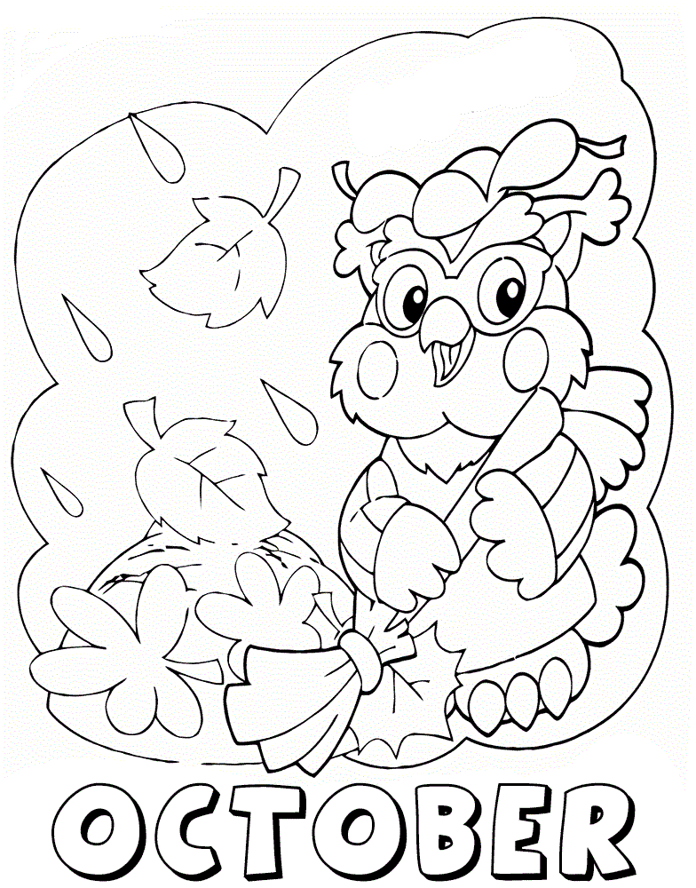 Coloring page owl welcomes October